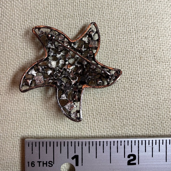 Vintage metal Silver w/gray stones starfish Brooch. - Picture 3 of 4
